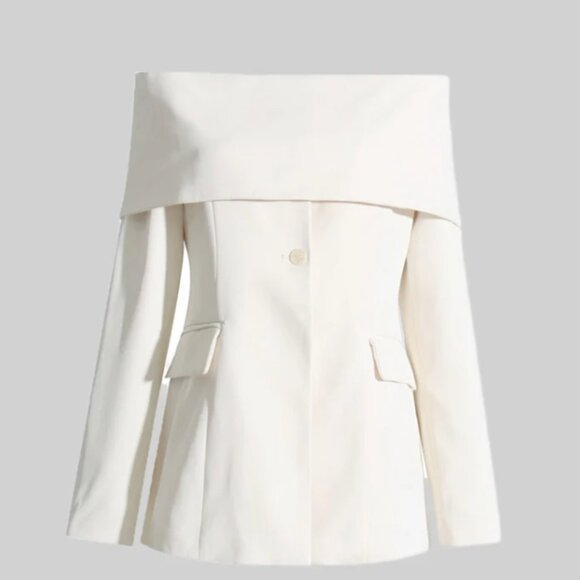 (NWT) Sierra Darien Cut Out Shoulder Jacket - White - Picture 1 of 8